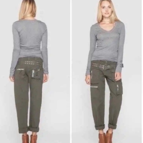 NWT - Johnny Was - HAILEY CARGO PANTS - Tie Belt in size 8 black - Picture 4 of 12